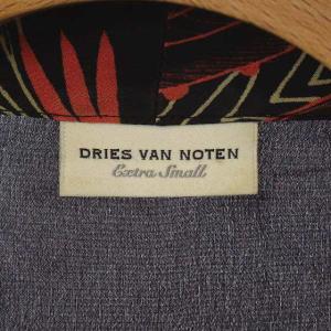 DRIES VAN NOTEN 総柄ガウンカーディガン ショールカラー シルク XS アイボリー ブラック レッド
