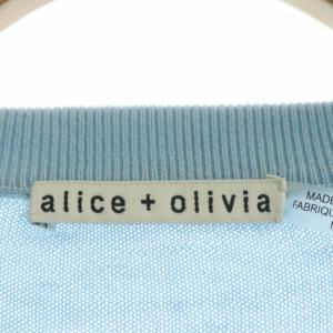 alice + olivia ニット セーター 長袖 プルオーバー スパンコール ビーズ 柄 ステイシー クルーネック M/M グレー ライトブルー
