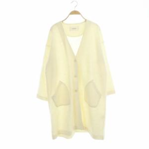 ウールロングカーディガン コーディガン ニット 長袖 Vネック F アイボリー