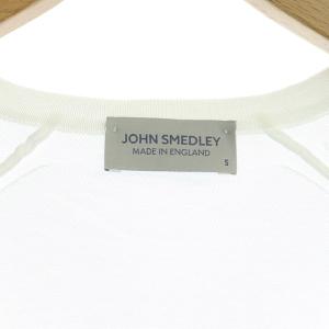 JOHN SMEDLEY コットン カーディガン ニット 長袖 Vネック S 白 ホワイト