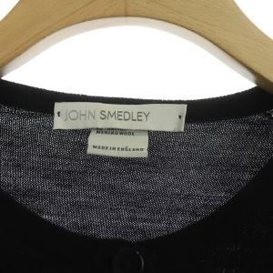 JOHN SMEDLEY ウール クルーネック カーディガン ニット 長袖 M ブラック