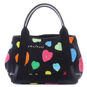 BALENCIAGA CABAS S トートバッグ ハート柄 ポーチ付き キャンバス 黒 339933