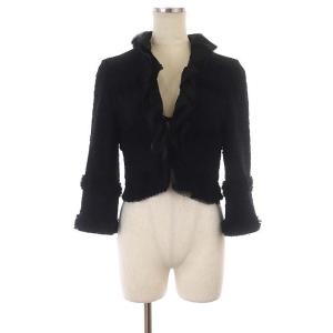 TO BE CHIC スーツ セットアップ ツイードジャケット スカート ひざ丈 ラメ フリル ブラック