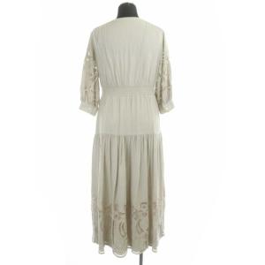 Diagram GRACE CONTINENTAL カットワークワンピース ロング 七分袖 前開き ギャザー キャミソール付き 36 ライトグレージュ