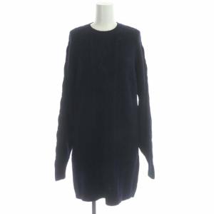 POLO RALPH LAUREN ウール ケーブルニット ワンピース 膝丈 長袖 S ネイビー