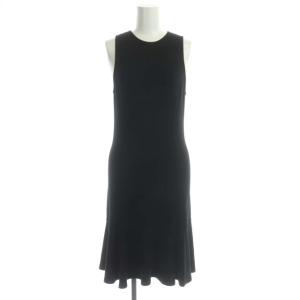 ノースリーブ ワンピース ひざ丈 裾フレア S 黒 ブラック