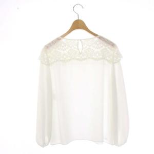 ANAYI レース切替ブラウス 長袖 プルオーバー 38 ホワイト