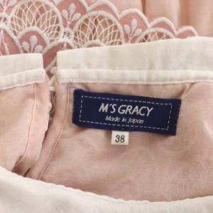 M'S GRACY チュニック 半袖 フェイクレイヤード レース  襟付き 38 ピンク 白 ホワイト