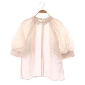 21AW 衿付きパフスリーブブラウス プルオーバー 五分袖 38 ピンクベージュ