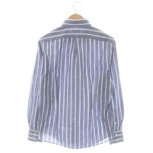 BRUNELLO CUCINELLI SLIM FIT ストライプ コットン BDシャツ ボタンダウン 長袖 S ネイビー ホワイト