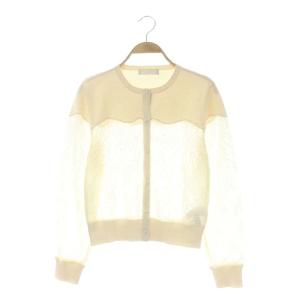 20SS レースカーディガン ニット 長袖 前開き 36 オフホワイト