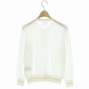 LANVIN en Bleu レースドッキングカーディガン ニット 長袖 前開き 38 白 ホワイト