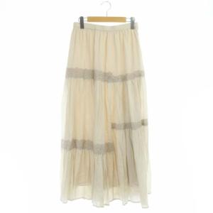 ランダムレースマキシスカート ロング フレア 38 ベージュ