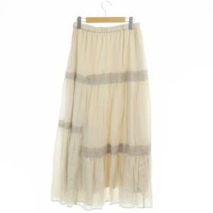 GRACE CONTINENTAL ランダムレースマキシスカート ロング フレア 38 ベージュ