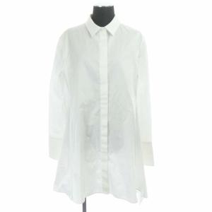 馬車刺繍 フレア チュニック シャツ 長袖 コットン 38 ホワイト