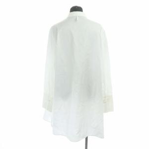 HERMES 馬車刺繍 フレア チュニック シャツ 長袖 コットン 38 ホワイト