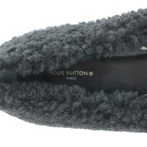 LOUIS VUITTON ポピライン LV バレエシューズ ボア 39 黒 白
