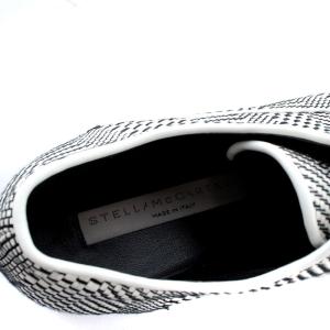 STELLA McCARTNEY レースアップシューズ シャークソール プラットフォーム 総柄 フェイクレザー 36 23cm 黒 ブラック 白 ホワイト