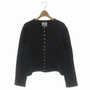 スナップボタン 裏起毛コットンカーディガン 長袖 T2 ブラック