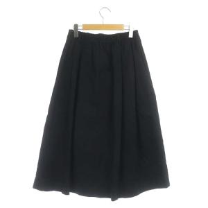 MARGARET HOWELL コットンリネンタックフレアスカート ロング イージー 2 ブラック