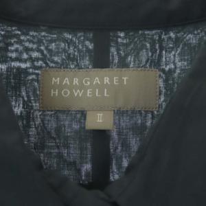 MARGARET HOWELL ドット柄コットン半袖シャツ 前開き 水玉 2 チャコールグレー