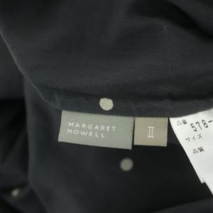 MARGARET HOWELL シアーワンピース ノースリーブ ギャザー フレア 膝丈 ドット柄 ラウンドネック 2 グレー ホワイト