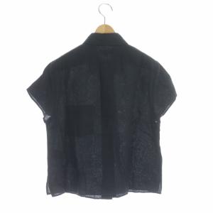 MARGARET HOWELL SOFT LINEN フレンチスリーブシャツ リネン 胸ポケット 2 ネイビー