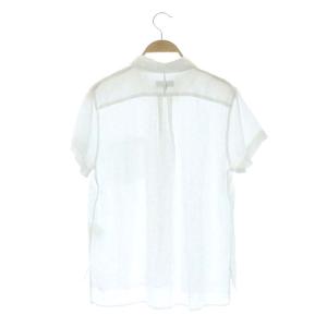 MARGARET HOWELL リネン半袖シャツ ラウンドカラー シアー 2 ホワイト