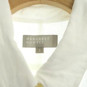 MARGARET HOWELL リネン半袖シャツ ボタンダウン 2 オフホワイト