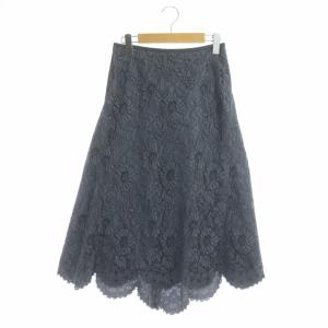 レース フレアスカート スカラップ 36 グレー