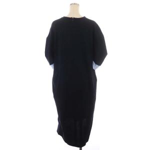 ENFOLD サマーダブルクロスワンピース ロング 半袖 フェイクレイヤード 38 紺 水色 ネイビー ライトブルー