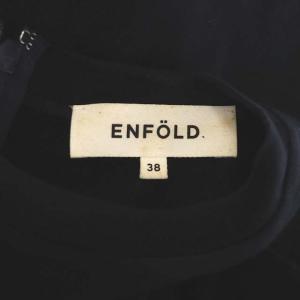 ENFOLD サマーダブルクロスワンピース ロング 半袖 フェイクレイヤード 38 紺 水色 ネイビー ライトブルー