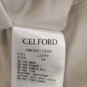 CELFORD 21SS プリーツラッフルスカート フレア ロング 36 ライトグレー