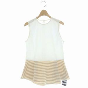 22SS ペプラムノースリーブTシャツ カットソー 38 ライトベージュ ホワイト