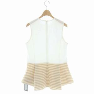 BORDERS at BALCONY 22SS ペプラムノースリーブTシャツ カットソー 38 ライトベージュ ホワイト