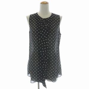 Theory セットアップ 上下ドット ブラウス ノースリーブ プリーツスカート ひざ丈 S 0 黒 白 ブラック ホワイト