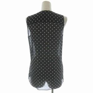 Theory セットアップ 上下ドット ブラウス ノースリーブ プリーツスカート ひざ丈 S 0 黒 白 ブラック ホワイト