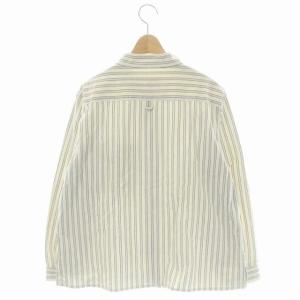 MHL. cotton Oxford strip長袖シャツ ストライプ バンドカラー プルオーバー ホワイト