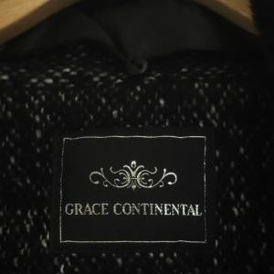 GRACE CONTINENTAL ファー付き ダブルコート ハーフコート ジップアップ アルパカ混 アンゴラ混 36 ブラック