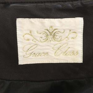 Grace Class レザーキルティングジャケット 羊革 フード フォックスファー ジップアップ 38 ダークブラウン 黒 ブラック