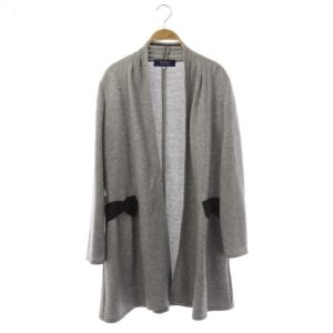 リボン ロングカーディガン スウェット 長袖 ギャザー 40 杢グレー ブラウン