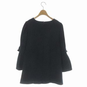 M'S GRACY カットソー 七分袖 フレアスリーブ リボン ドット クルーネック 38 ネイビー