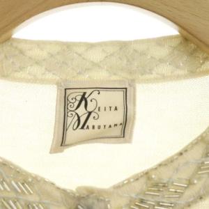 KEITA MARUYAMA 刺繍ビジューニットカーディガン 長袖 クルーネック 花刺繍 ビーズ シルク カシミヤ混 1 ホワイト