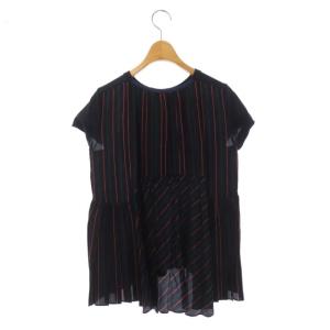 sacai ドッキング Tシャツ カットソー プルオーバー 半袖 ストライプ 2 ネイビー グリーン レッド