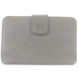 PRADA 財布 二つ折り レザー ロゴ グレー