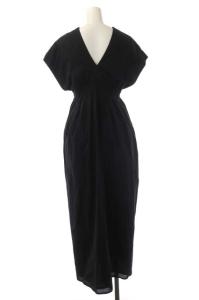 MARIHA 夏の光のドレス フレンチスリーブ ワンピース ロング 黒 ブラック