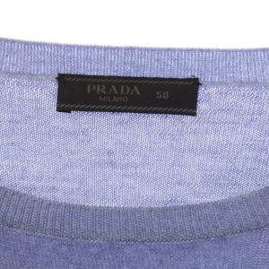 PRADA バージンウール ニット セーター プルオーバー 長袖 50 ライトブルー