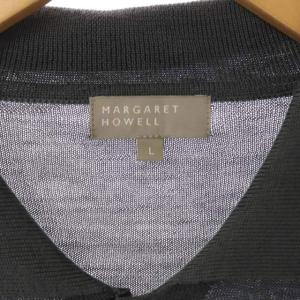 MARGARET HOWELL ニット ウール カーディガン 長袖 襟付き L グレー