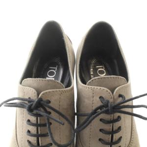 TOD'S ブーティ スエード レースアップ 36.5 23.5cm グレージュ 黒 ブラック