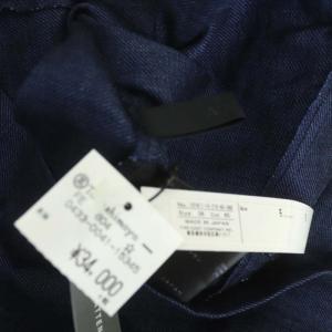 ANAYI リネンノースリーブワンピース 膝丈 フレア タック クルーネック 36 ネイビー